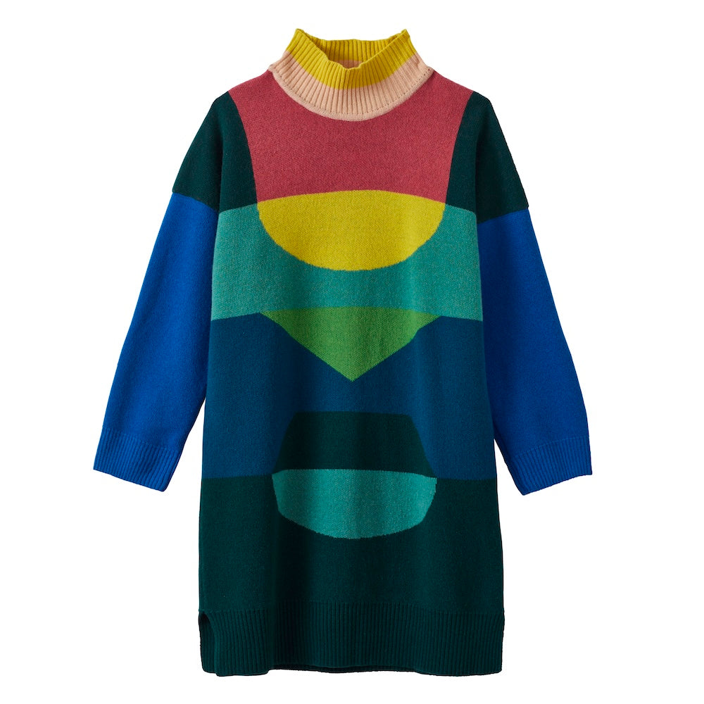 colourful knitted dress Multi-colored striped knit sweater dress-id.cc52047