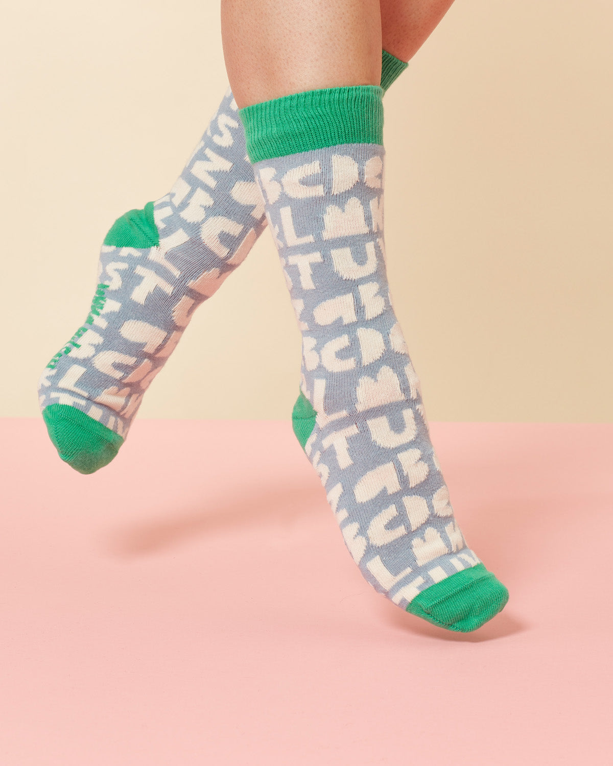 Green Blue Alphabet Socks