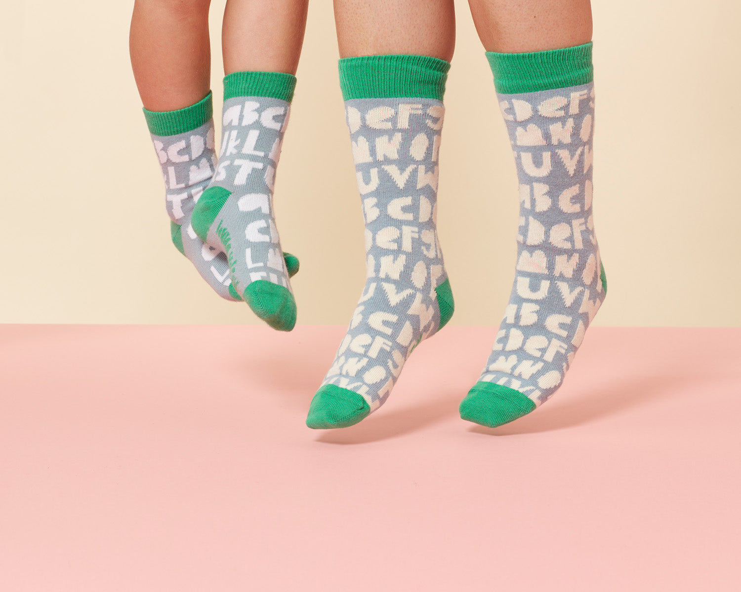 Green Blue Alphabet Socks