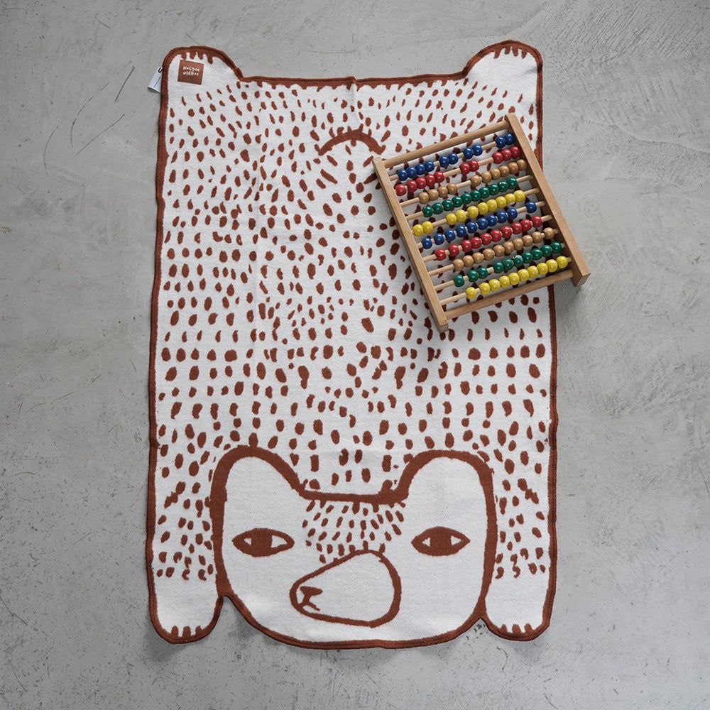 Brown White Bear Cotton Mini Blanket