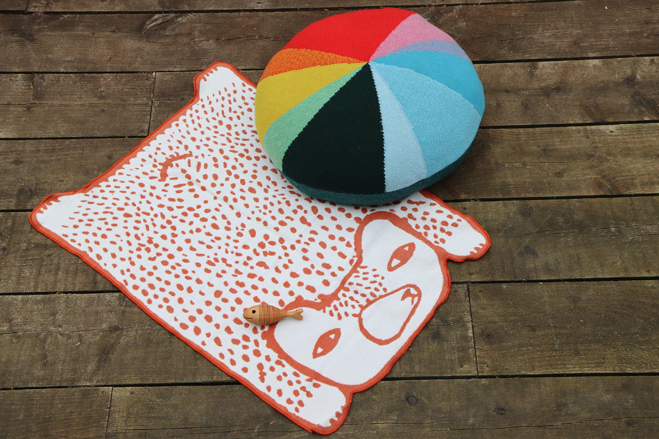Brown White Bear Cotton Mini Blanket
