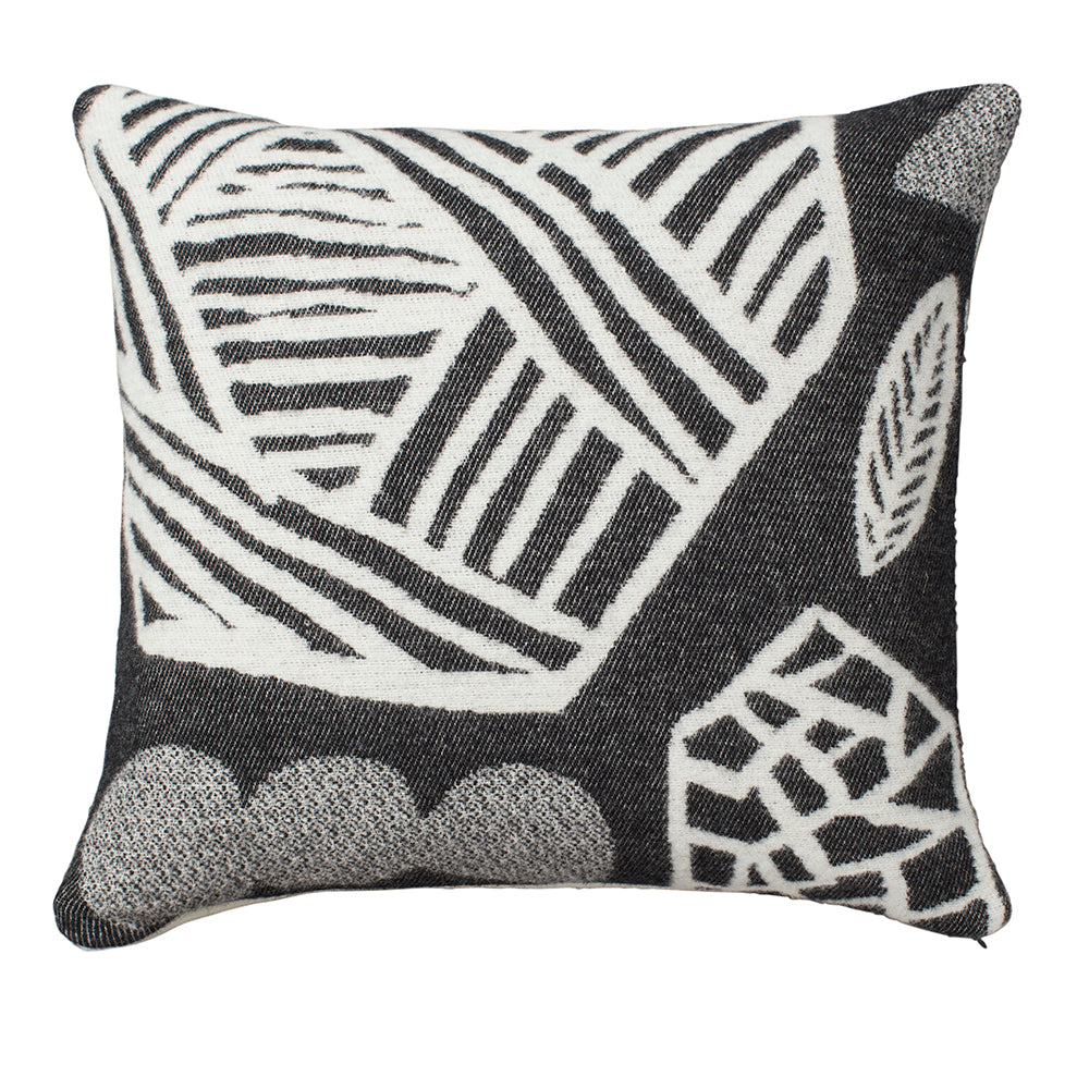Grey Black White Lambswool Forager Square Cushion