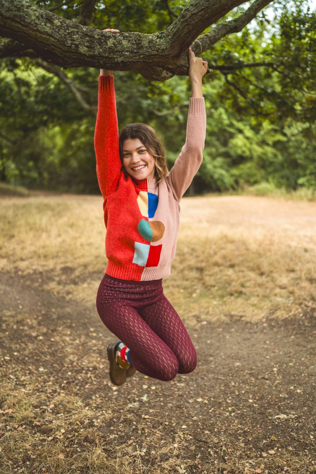 Donna Wilson Pink Lambswool Half and Half Jumper