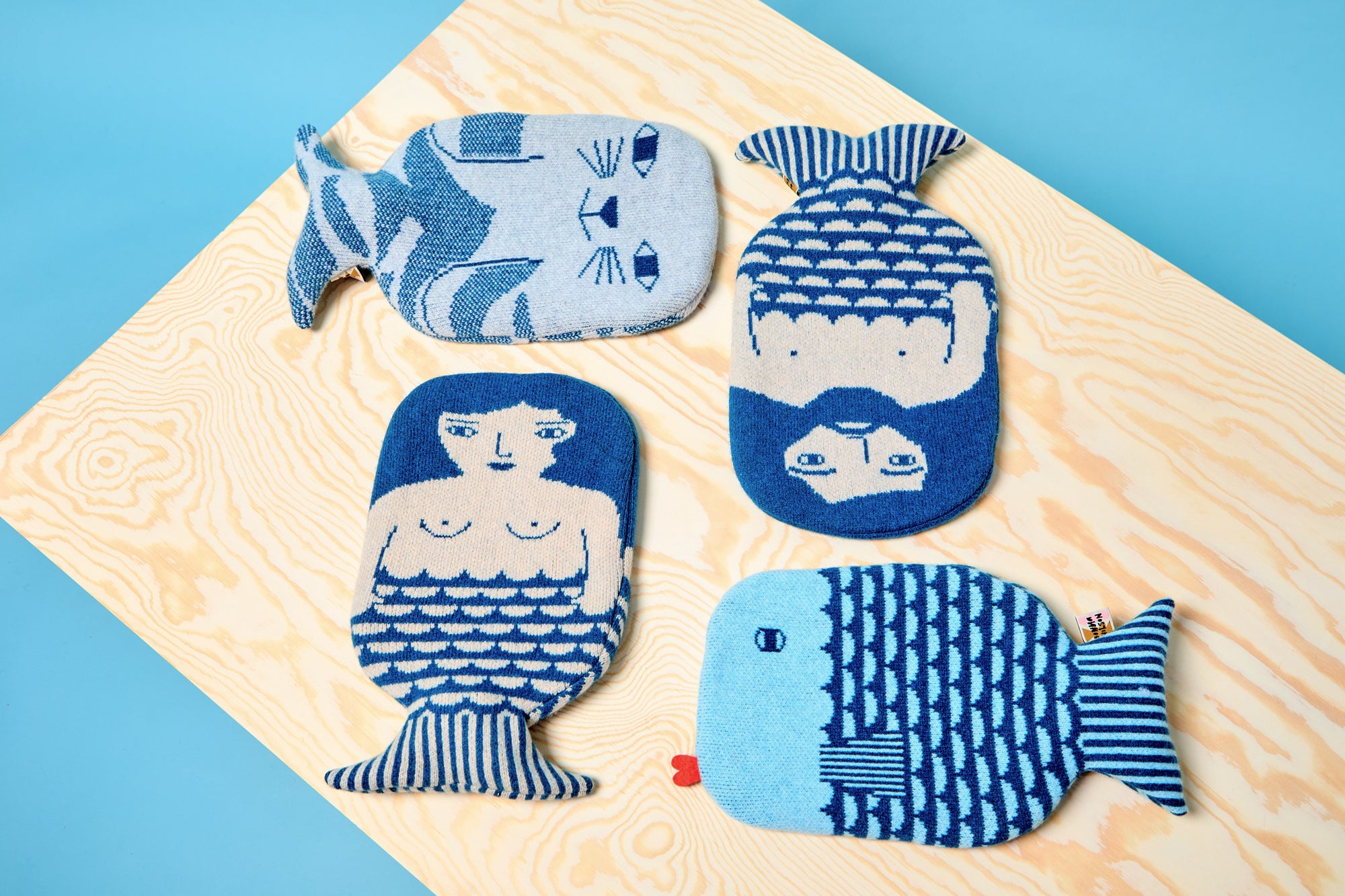 Merman Hot Water Bottle - Blue