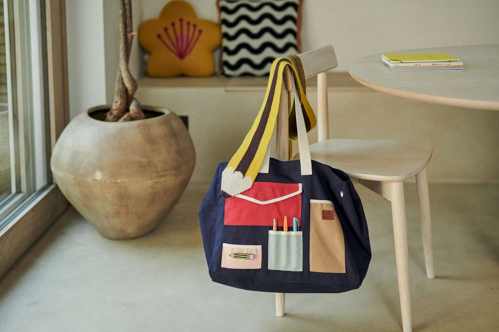 Large Pocket Patch Shopper - Navy